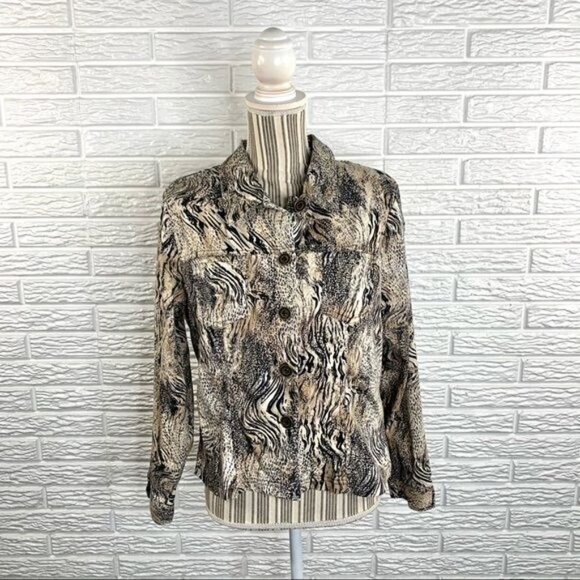 Cynthia Max Animal Print Button Up Shirt - Picture 1 of 6